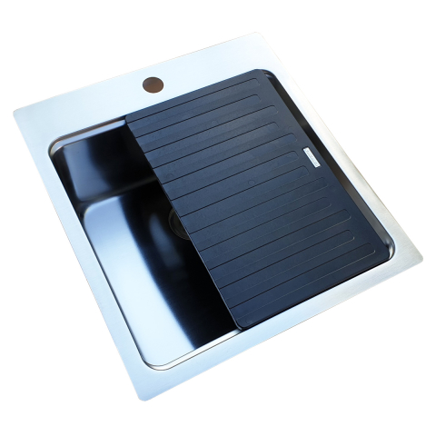 Chiuveta bucatarie inox CookingAid UNA 46 + Bonus: tocator Bambus + accesorii montaj [1]