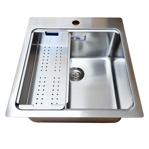 Chiuveta bucatarie inox CookingAid UNA 46 + Bonus: tocator Bambus + accesorii montaj [13]