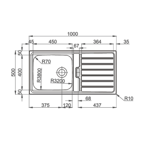 Chiuveta bucatarie inox CookingAid URBAN 105 reversibila stanga/dreapta cu picurator + accesorii montaj [6]