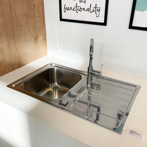 Chiuveta bucatarie inox CookingAid URBAN 80B cuva pe stanga cu picurator pe dreapta + accesorii montaj [8]