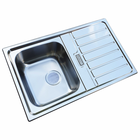 Chiuveta bucatarie inox CookingAid URBAN 80B cuva pe stanga cu picurator pe dreapta + accesorii montaj [2]