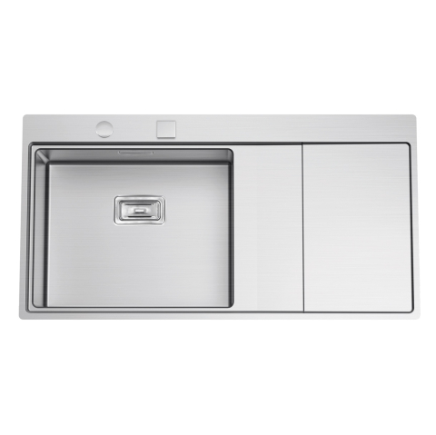 Chiuvete & Baterii - Chiuveta bucatarie inox CookingAid XERON 105 LEFT cu ventil scurgere dreptunghiular automat si accesorii montaj