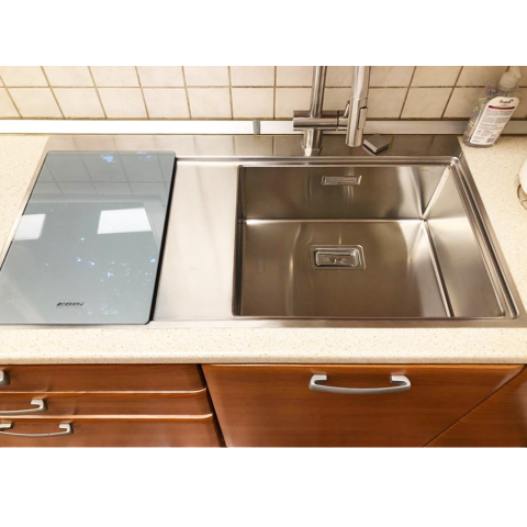 Chiuveta bucatarie inox CookingAid XERON 105 RIGHT cu ventil scurgere dreptunghiular automat si accesorii montaj [4]