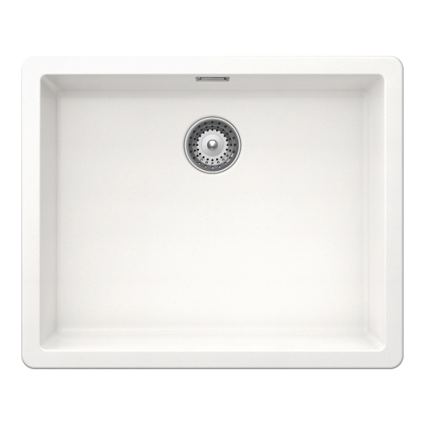 Compozit - Chiuveta bucatarie Schock Greenwich N-100L Cristadur Polaris 556 x 456 mm, compozit granit, montare pe/sub blat, alb polar