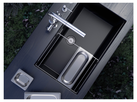 Chiuveta bucatarie Schock Greenwich N-100XL 750 x 456 mm Cristadur Puro, negru intens cu parti vizibile Puro [1]