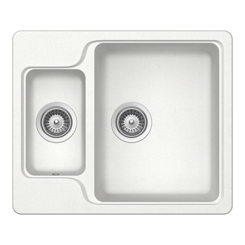 Chiuvete - Chiuveta bucatarie Schock Manhattan N-150 Cristalite Alpina 610 x 510 mm, compozit granit, reversibila, montare pe blat, alb