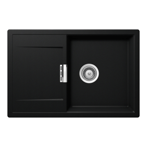 Compozit - Chiuveta bucatarie Schock Mono D-100 Cristadur Puro 765 x 510 mm, compozit granit, reversibila, montare pe blat, negru intens