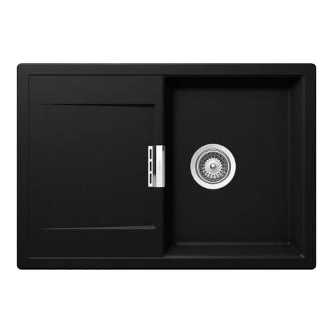 Chiuvete & Baterii - Chiuveta bucatarie Schock Mono D-100S Cristadur Puro 740 x 510 mm, compozit granit, reversibila, montare pe blat, negru intens