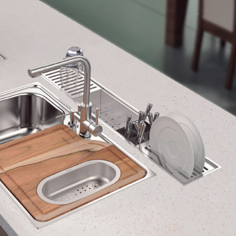 Chiuvete & Baterii - Chiuveta ingusta scurgere multifunctionala tip rigola / canal / jgheab drenare CookingAid Channel sink 108cm cu 4 accesorii incluse