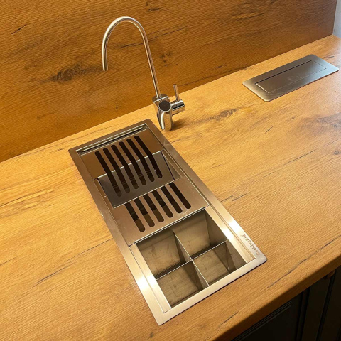 Chiuvete & Baterii - Chiuveta ingusta scurgere multifunctionala tip rigola / canal / jgheab drenare CookingAid Channel sink 48cm cu 2 accesorii incluse