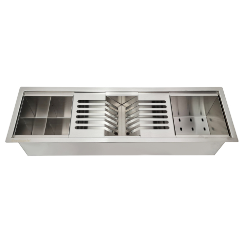 Chiuveta ingusta scurgere multifunctionala tip rigola / canal / jgheab drenare CookingAid Channel sink 63cm cu 3 accesorii incluse [10]