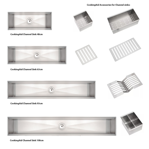 Chiuveta ingusta scurgere multifunctionala tip rigola / canal / jgheab drenare CookingAid Channel sink 93cm cu 4 accesorii incluse [23]