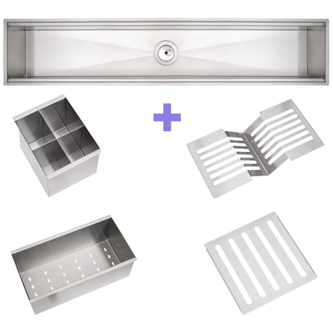 Chiuveta ingusta scurgere multifunctionala tip rigola / canal / jgheab drenare CookingAid Channel sink 93cm cu 4 accesorii incluse [1]