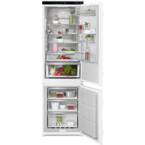 Incoporabil - Combina frigorifica incorporabila AEG TSC7G181ES, 256 l, No Frost, Usa reversibila,  Semnal acustic, Control electronic, Coolmatic, Frostmatic, Clasa E, H 178 cm