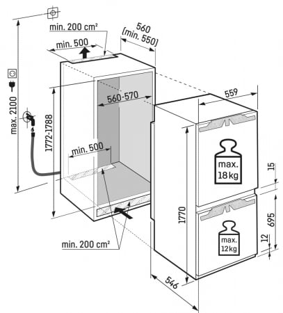 Combina frigorifica incorporabila Liebherr ICBNbsci 5173 Peak, NoFrost cu BioFresh Professional si HydroBreeze, 56 cm, 246 l, SmartDeviceBox, IceMaker, Interior BlackSteel, Clasa C [3]