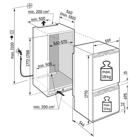 Combina frigorifica incorporabila Liebherr ICBNdi 5163, Prime, NoFrost, BioFresh, 246 l, 178 сm, Clasa D [4]