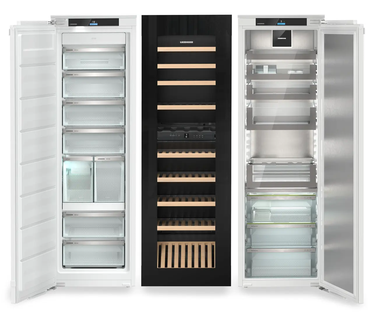 Side by side - Combina frigorifica incorporabila Side by Side Liebherr IXRFW 5173 Peak, BioFresh, NoFrost, 786 l, Vitrina vinuri-TipOpen, IceTower,Sertare OpenStage, SmartDeviceBox integrat