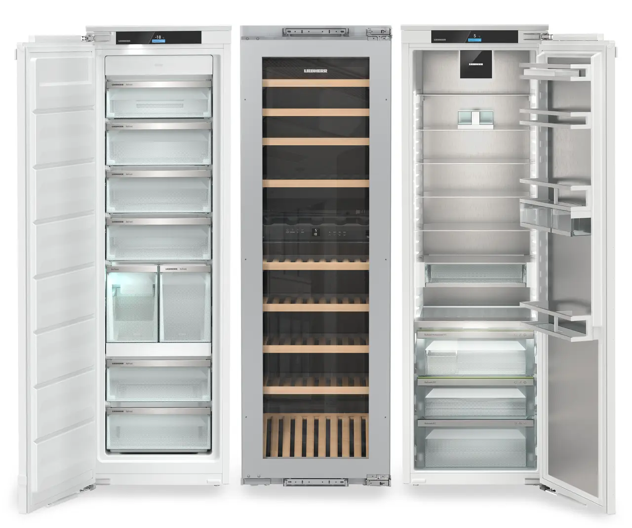 Side by side - Combina frigorifica incorporabila Side by Side Liebherr IXRFW 5180 Peak, NoFrost, BioFresh cu HydroBreeze, 768 l, InfinitySpring, IceTower, Vitrina vinuri,  SmartDeviceBox integrat