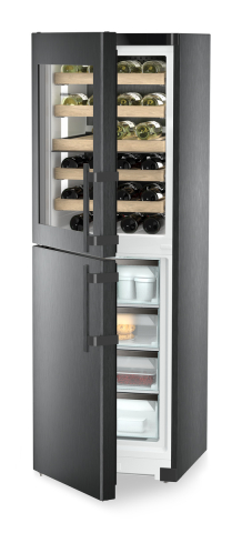 Freestanding - Combină vitrină de vin și congelator Liebherr SWNbsd 529i Peak NoFrost BlackSteel