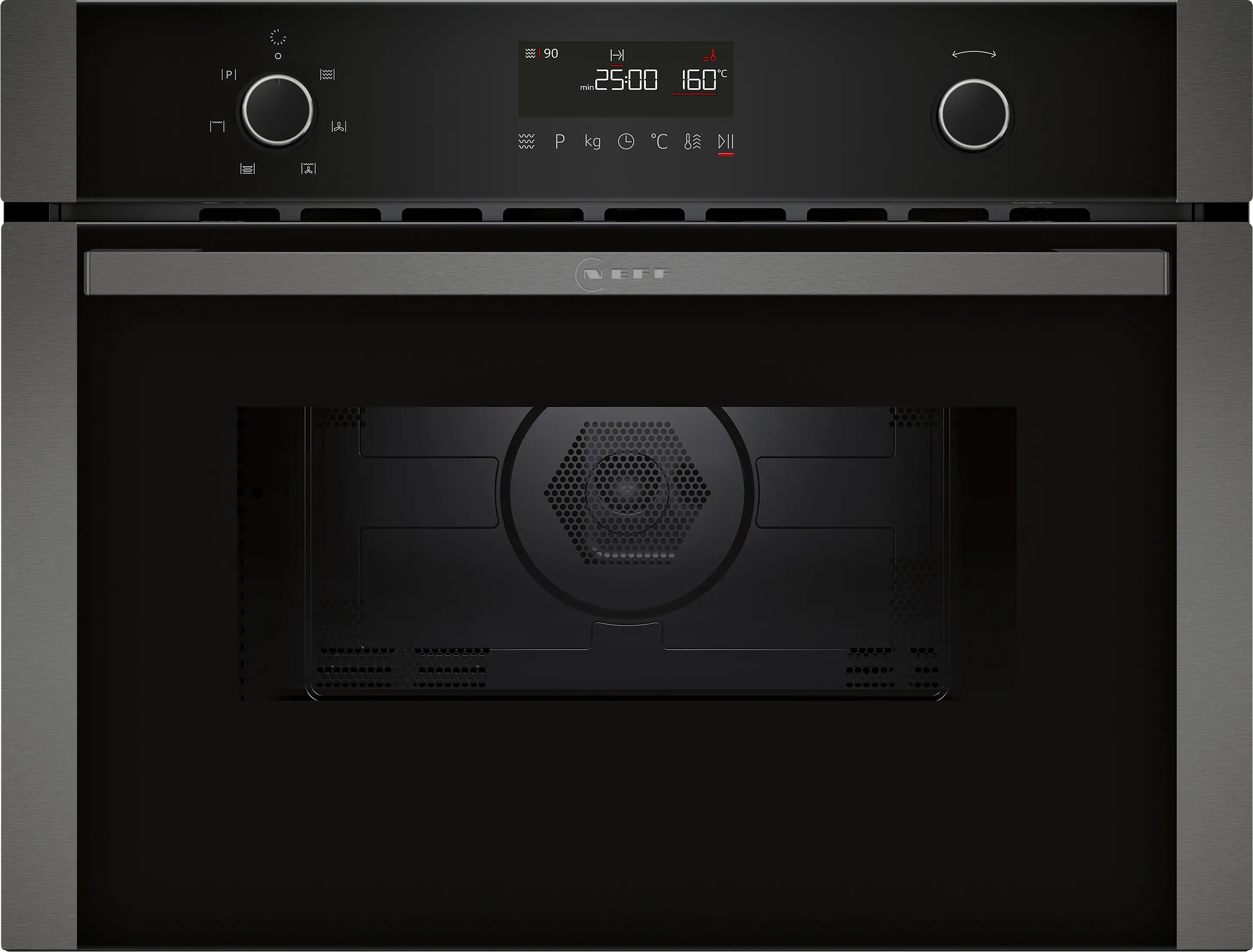 Electrocasnice - Cuptor incorporabil cu microunde NEFF C1AMG84G1 N50, 44 L, 900 W, HotAir + Grill, programe automate, gri