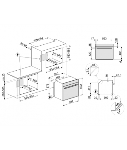 Cuptor multifunctional SMEG Dolce Stil Novo SO4606WAPNR, Galileo Omnichef, functie abur, functie microunde, 150 retete automate, 45 cm inaltime, negru, Vapor Clean [8]