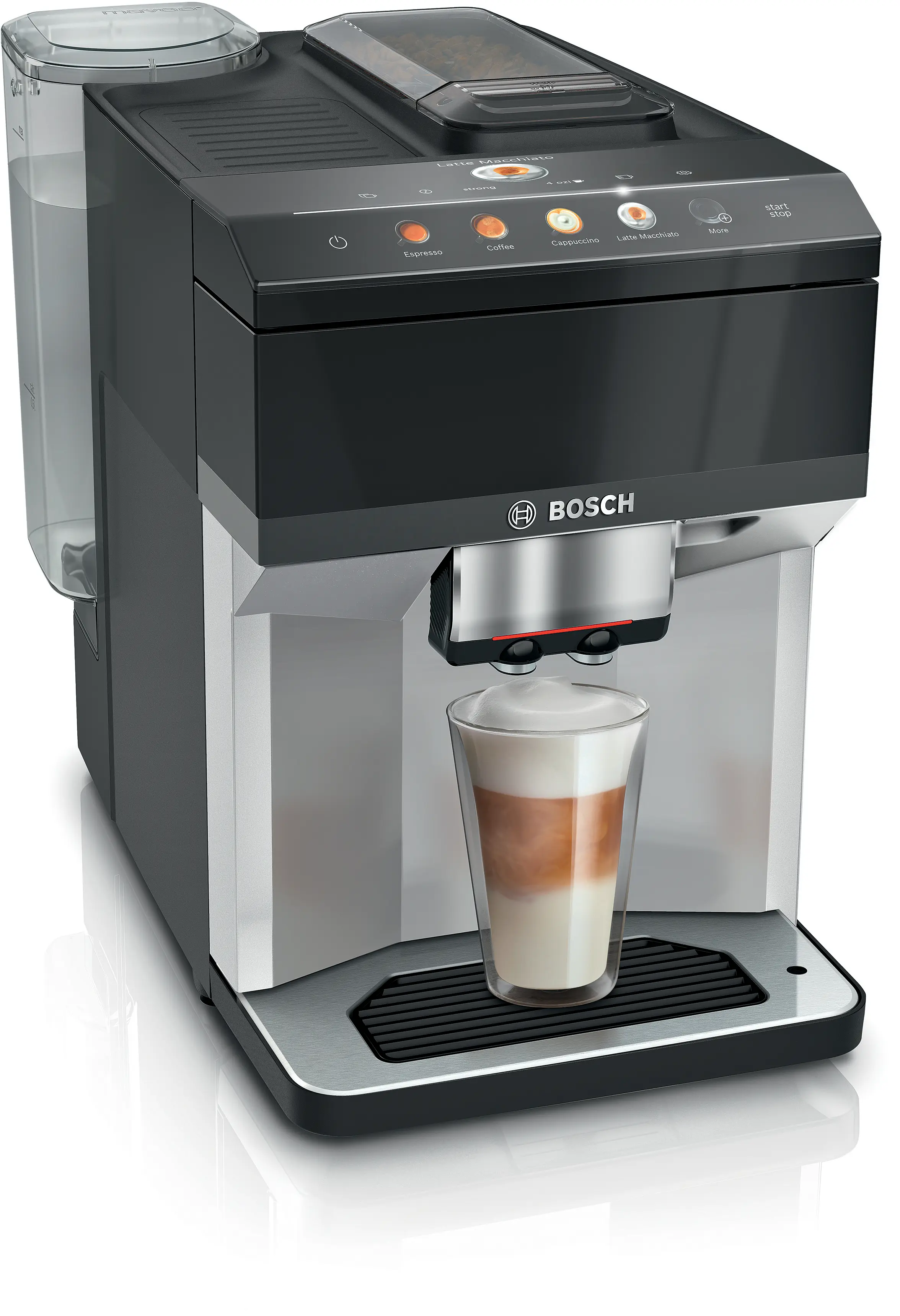 Espresoare - Espressor automat VeroCafe Inox silver metallic, Bosch Seria 4, Piano Black