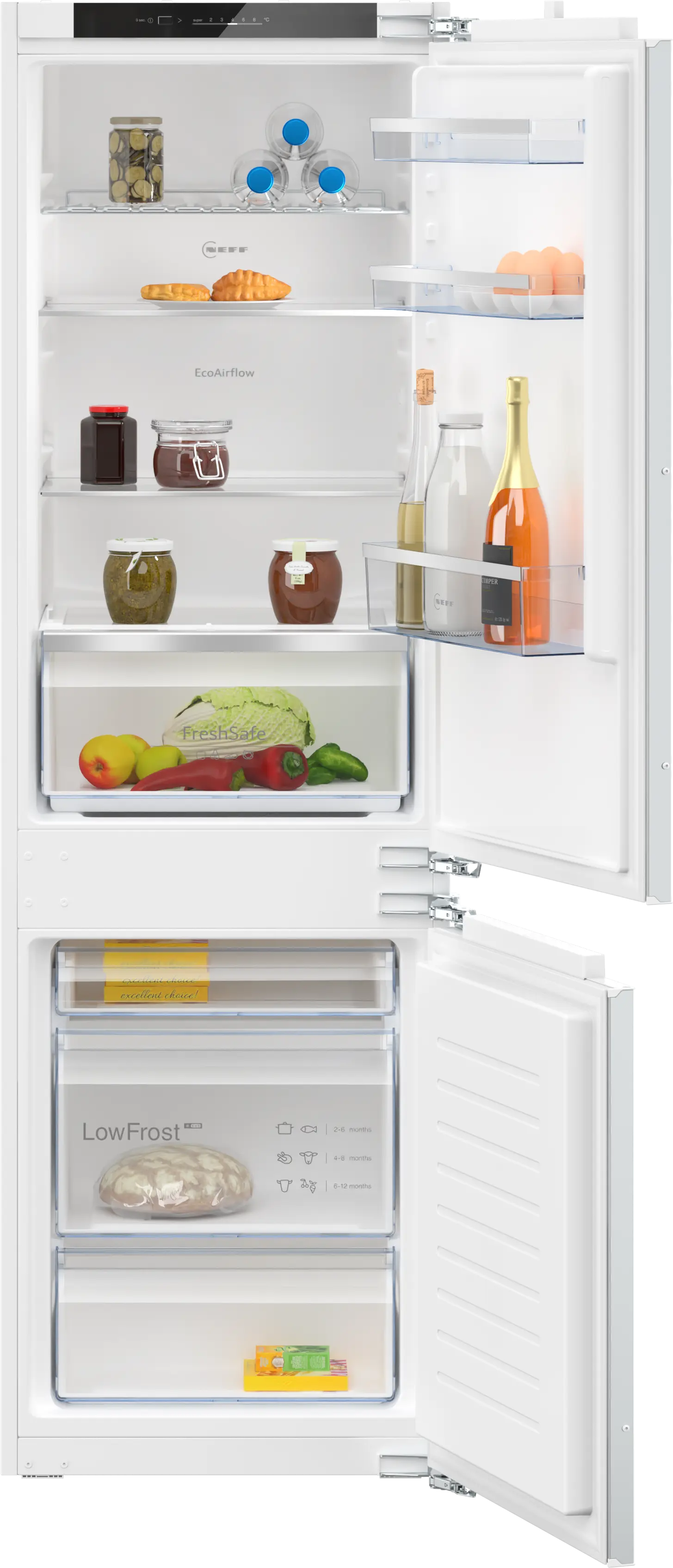 Electrocasnice - Frigider combină incorporabil NEFF KI5862FE0 N50, 267 L, Low Frost, Fresh Safe, Eco Air Flow, LED, 177 cm, alb