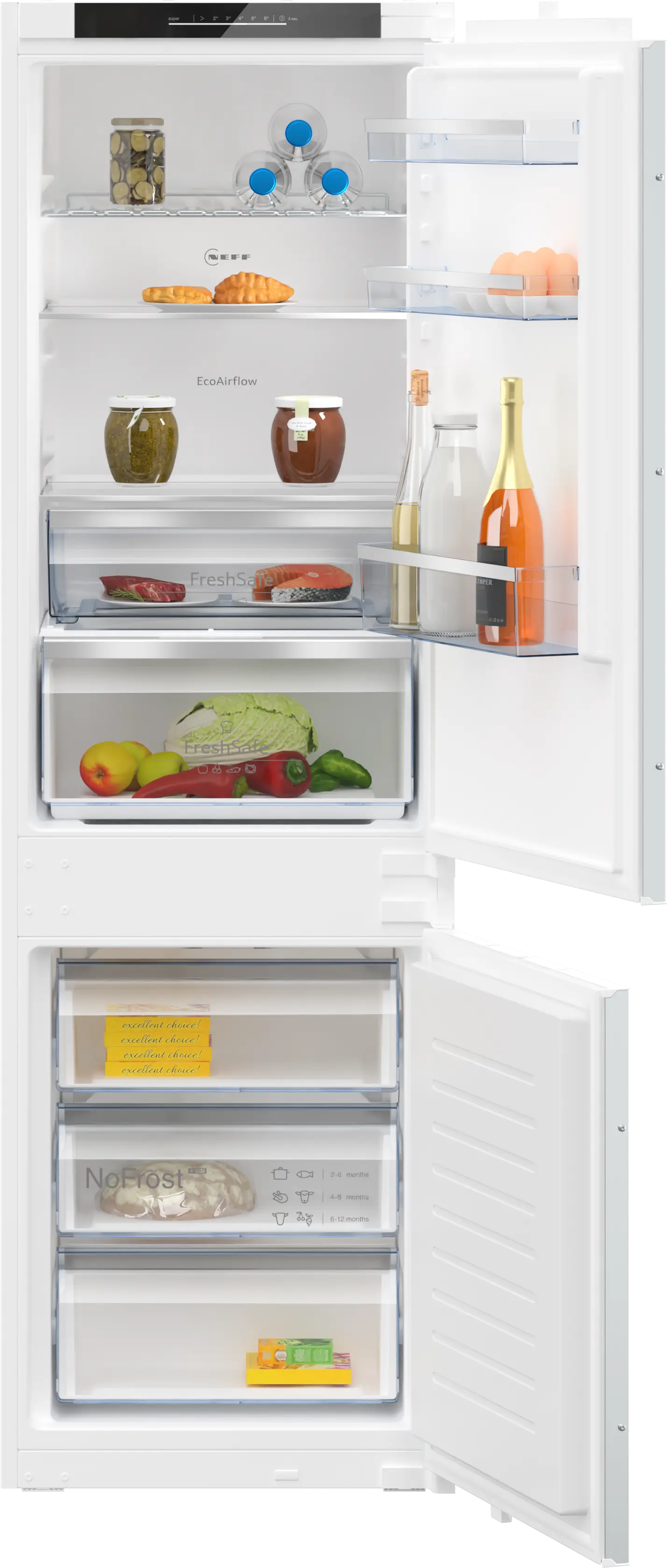 Electrocasnice - Frigider combină incorporabil NEFF KI7862SE0 N30, 260 L, Fresh Safe, Eco Air Flow, Super Cooling, LED, 177 cm, alb