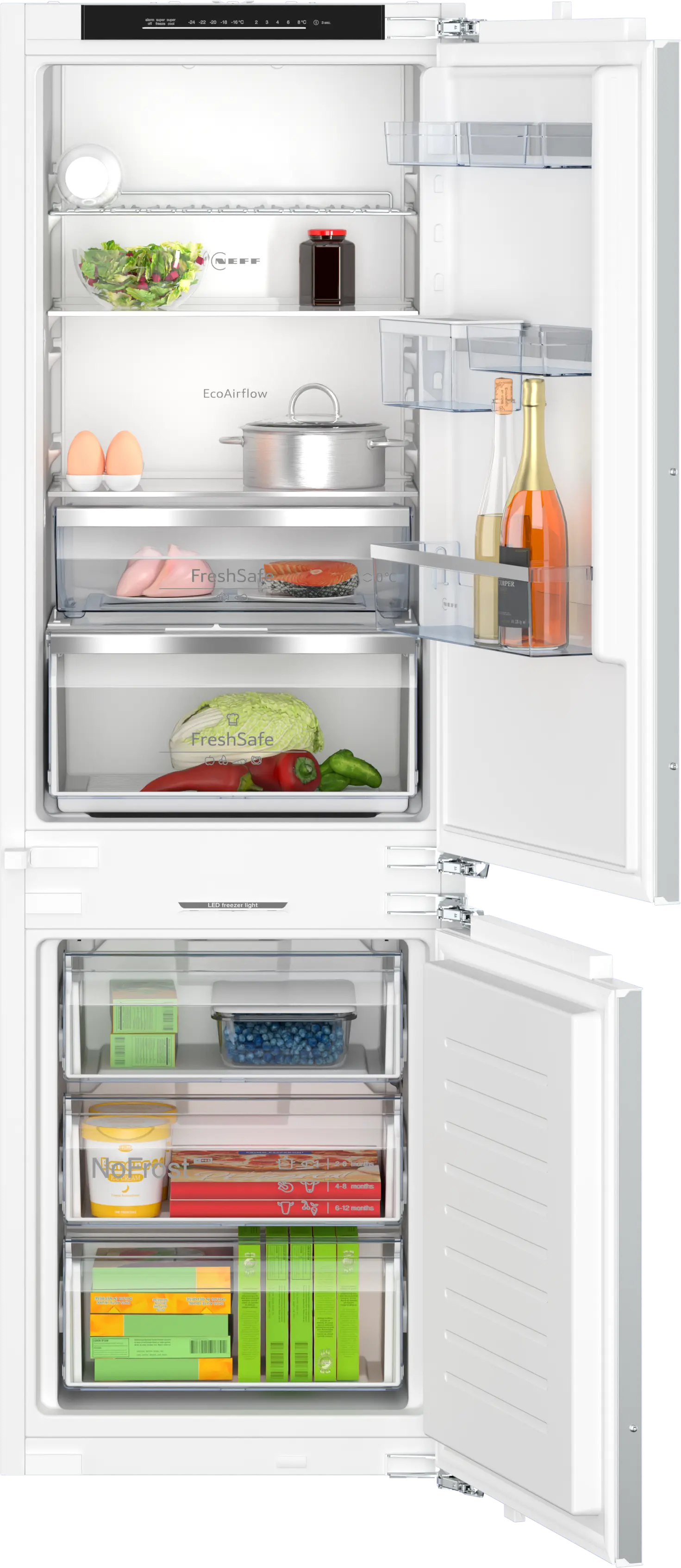 Electrocasnice - Frigider combină incorporabil NEFF KI7866DC0, 260 L, No Frost, Fresh Safe 1, Eco Air Flow, LED, 177 cm, alb