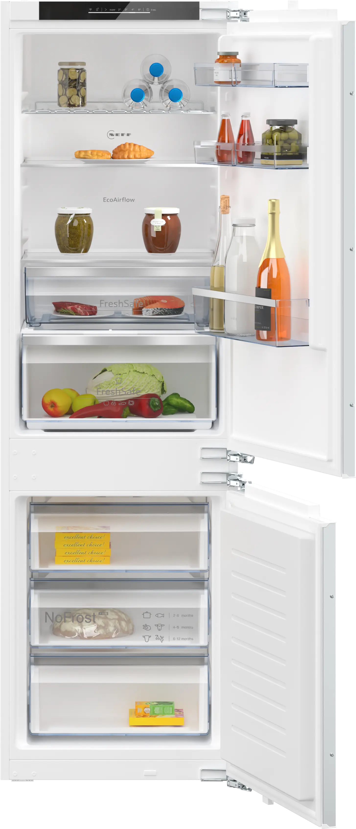 Electrocasnice - Frigider combină incorporabil NEFF KI7867FE0 N50, 267 L, Fresh Safe 1, No Frost, Eco Air Flow, LED, 177 cm, alb