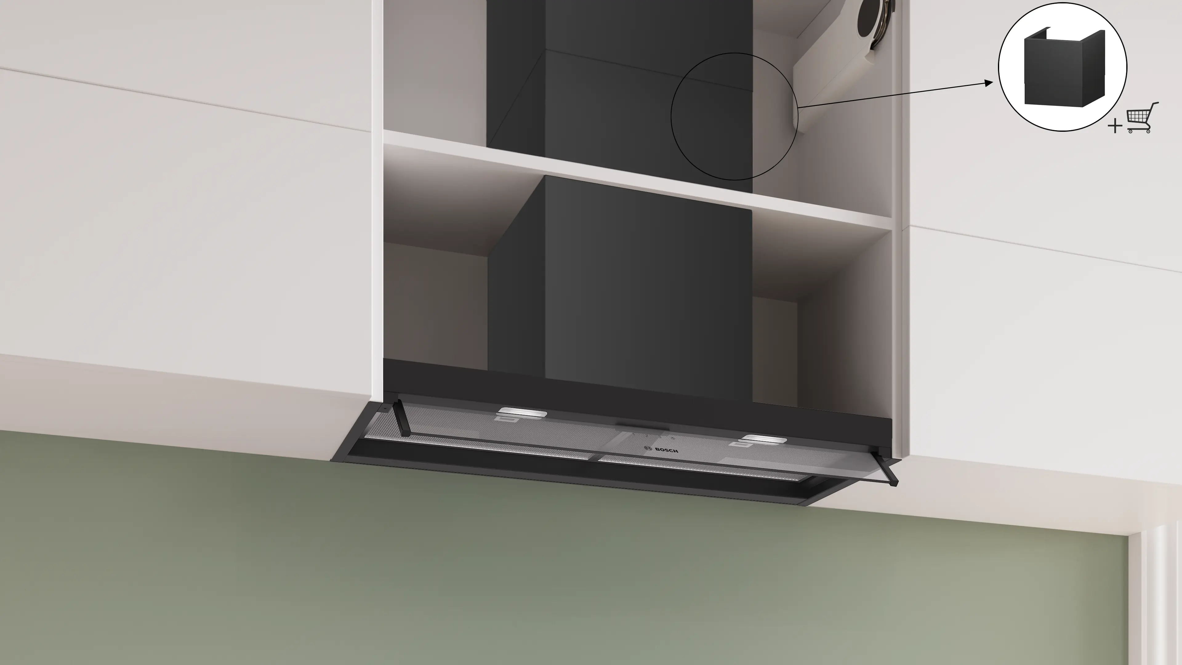 Hote - Hotă complet integrabilă 80 cm sticlă transparentă, Bosch Seria 4, Negru mat