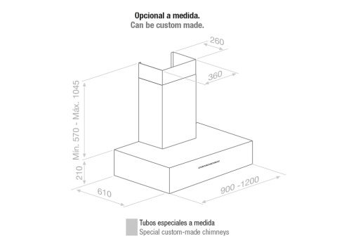 Hota de perete Pando P-1001 / 120 V.1550 , motor intermediar,inox , filtru profesional . [2]