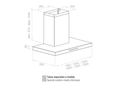 Hota de perete Pando P-861, 90 cm, inox, V1050 mc/h SEC PLUS - sistem de reducere a zgomotului [2]