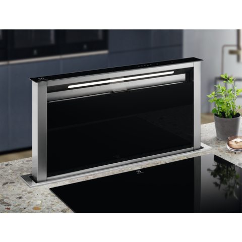 Aparate de gatit - Hota incorporabila de blat Electrolux LFD619Y FLEX 700, 90 cm, Clasă energetică A, 700 m³/h, 3 viteze + Intensiv, Funcție Breeze, Bandă LED, Negru