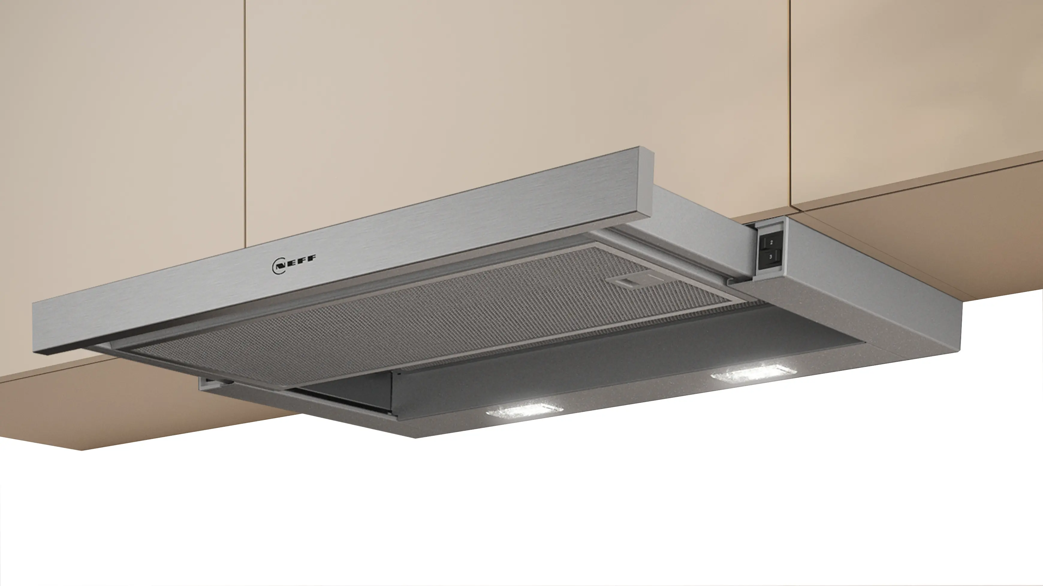 Hote incorporabile - Hotă incorporabila NEFF D46BR22X2 N30, 60 cm, 394 m³/h, 3 trepte, LED, inox