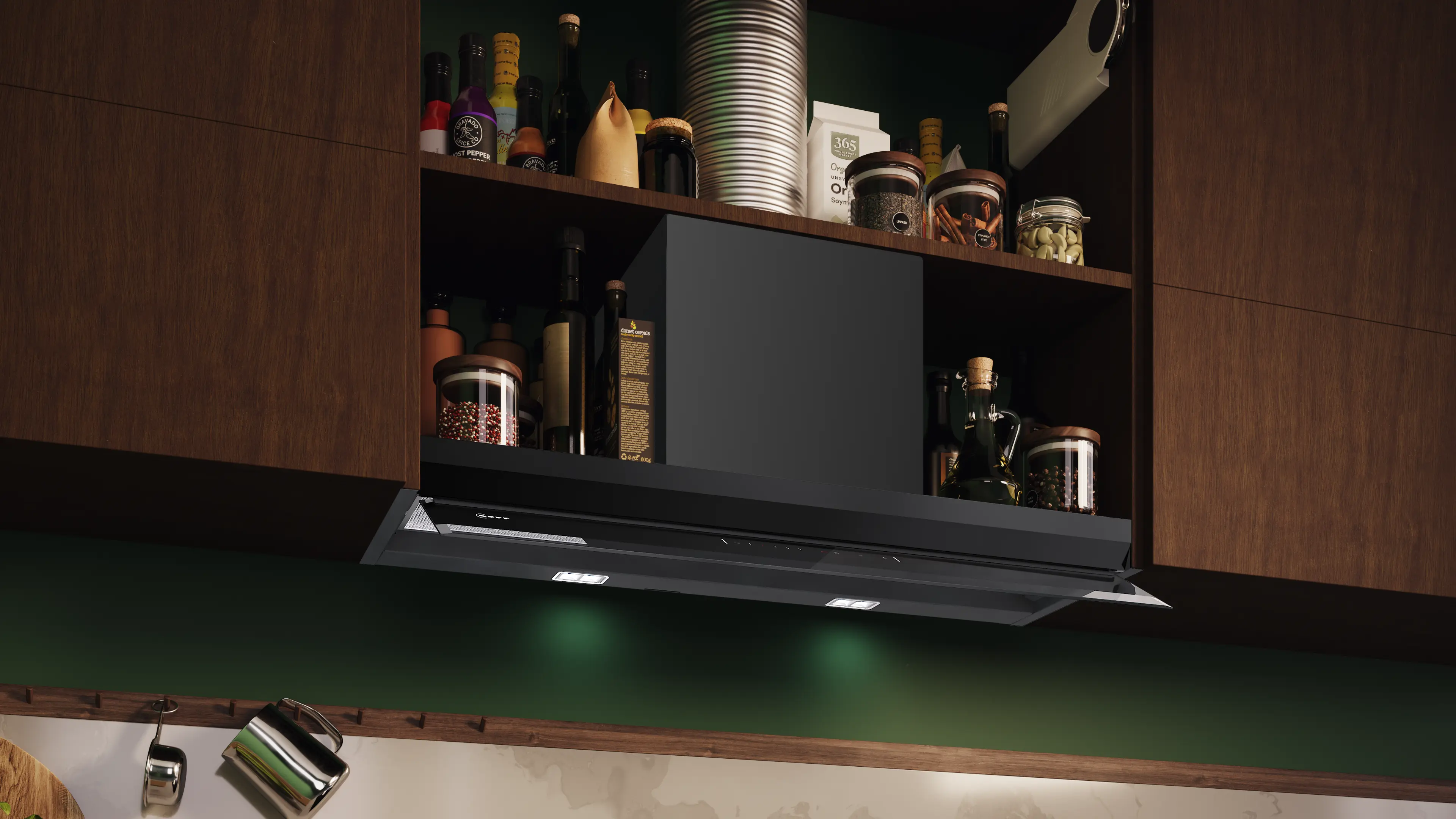 Hote incorporabile - Hotă incorporabilă NEFF D99XET2S5 N90, 90 cm, 426 m³/h, 3 trepte, LED, negru