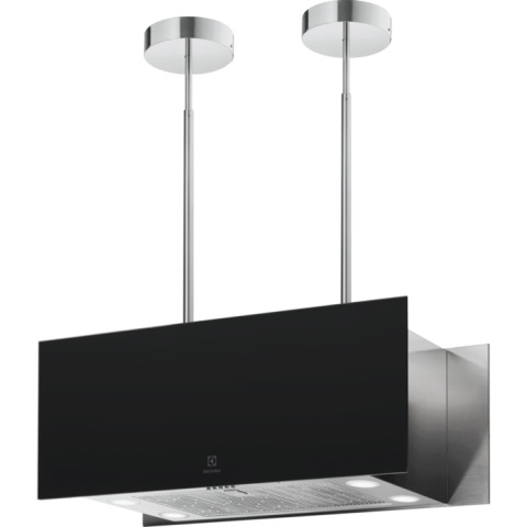 Aparate de gatit - Hotă insulă Electrolux KFIA19R, 90 cm, Clasă energetică A, 700 m³/h, 3 viteze + Intensiv, Spot LED, Negru mat