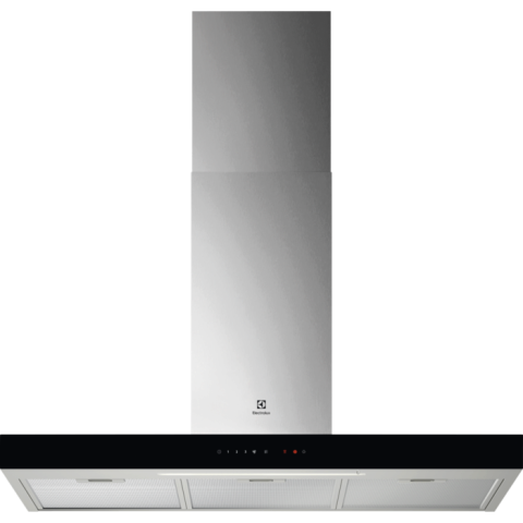 Aparate de gatit - Hotă șemineu Electrolux LFT829X, 90 cm, Clasă energetică A, 730 m³/h, 3 viteze + Intensiv + Breeze, Hob2Hood, LED, Inox
