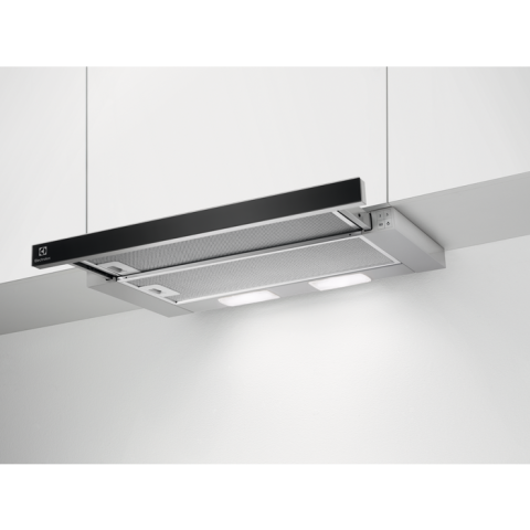Hote - Hotă telescopică Electrolux LFP326AB, 60 cm, Clasă energetică C, 410 m³/h, 3 trepte, LED, Gri