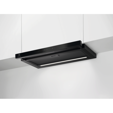 Hote incorporabile - Hotă telescopică Electrolux LFP816K, 60 cm, Clasă energetică A, 650 m³/h, 3 viteze + Intensiv + Breeze, Hob2Hood, Bandă LED, Negru