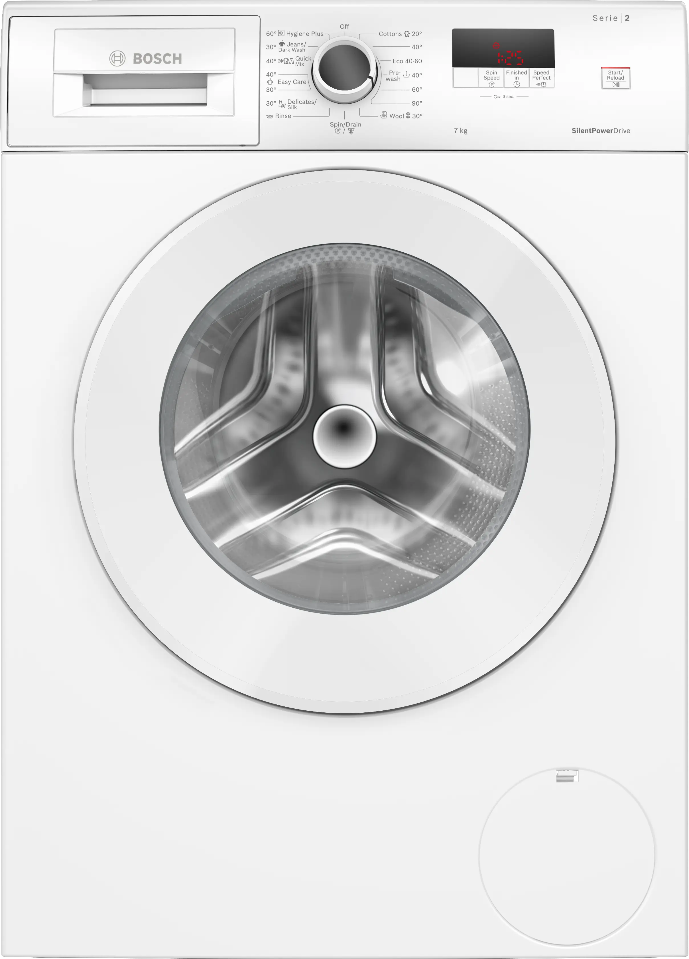Masini de spalat rufe cu incarcare frontala - Mașină de spălat rufe Bosch Seria 2 WGE02200BY, 7 kg, 1200 rpm, încărcare frontală, albă