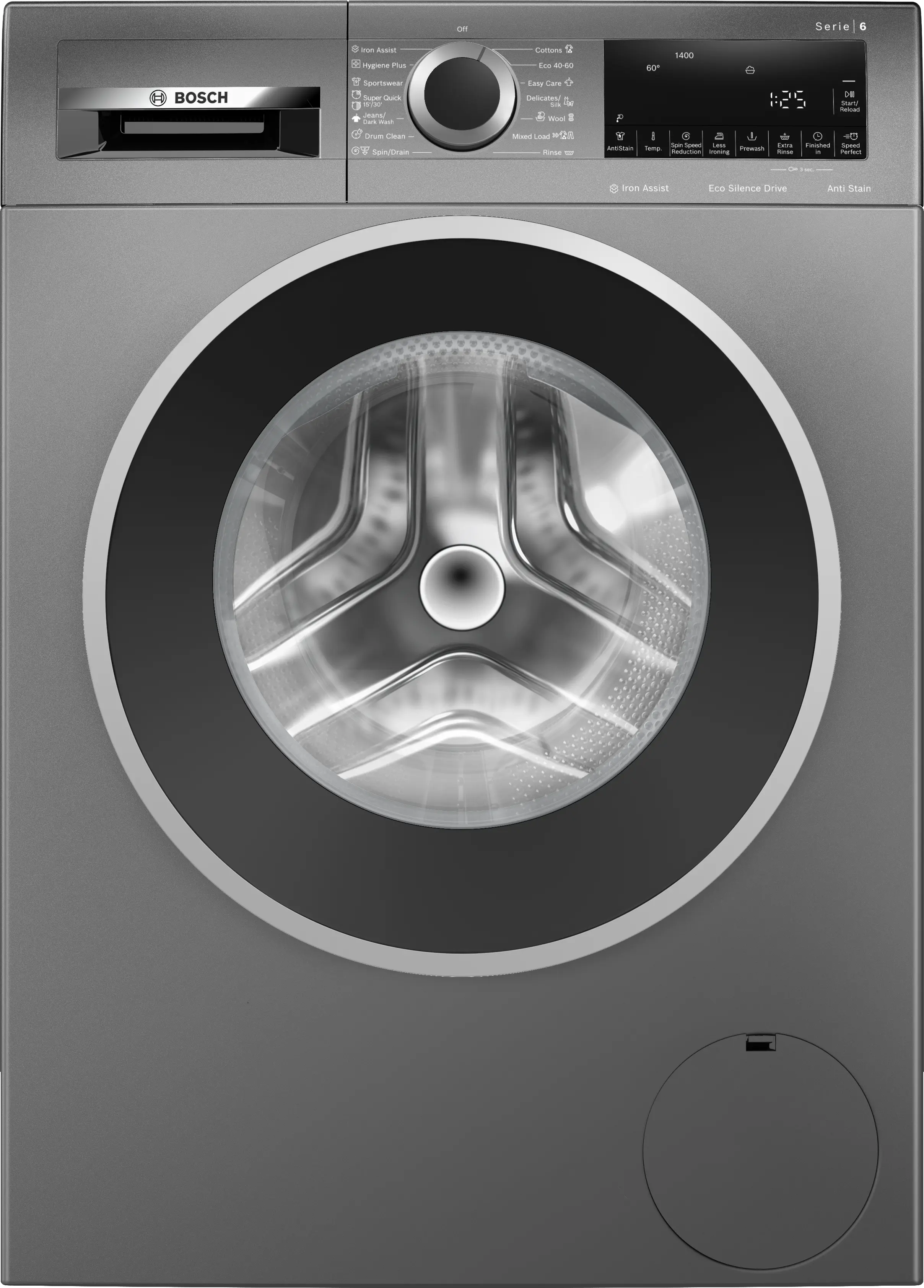 Electrocasnice - Mașina de spălat rufe cu încarcare frontală 9 kg max, Bosch Seria 6, 1400 rpm, Cast iron grey