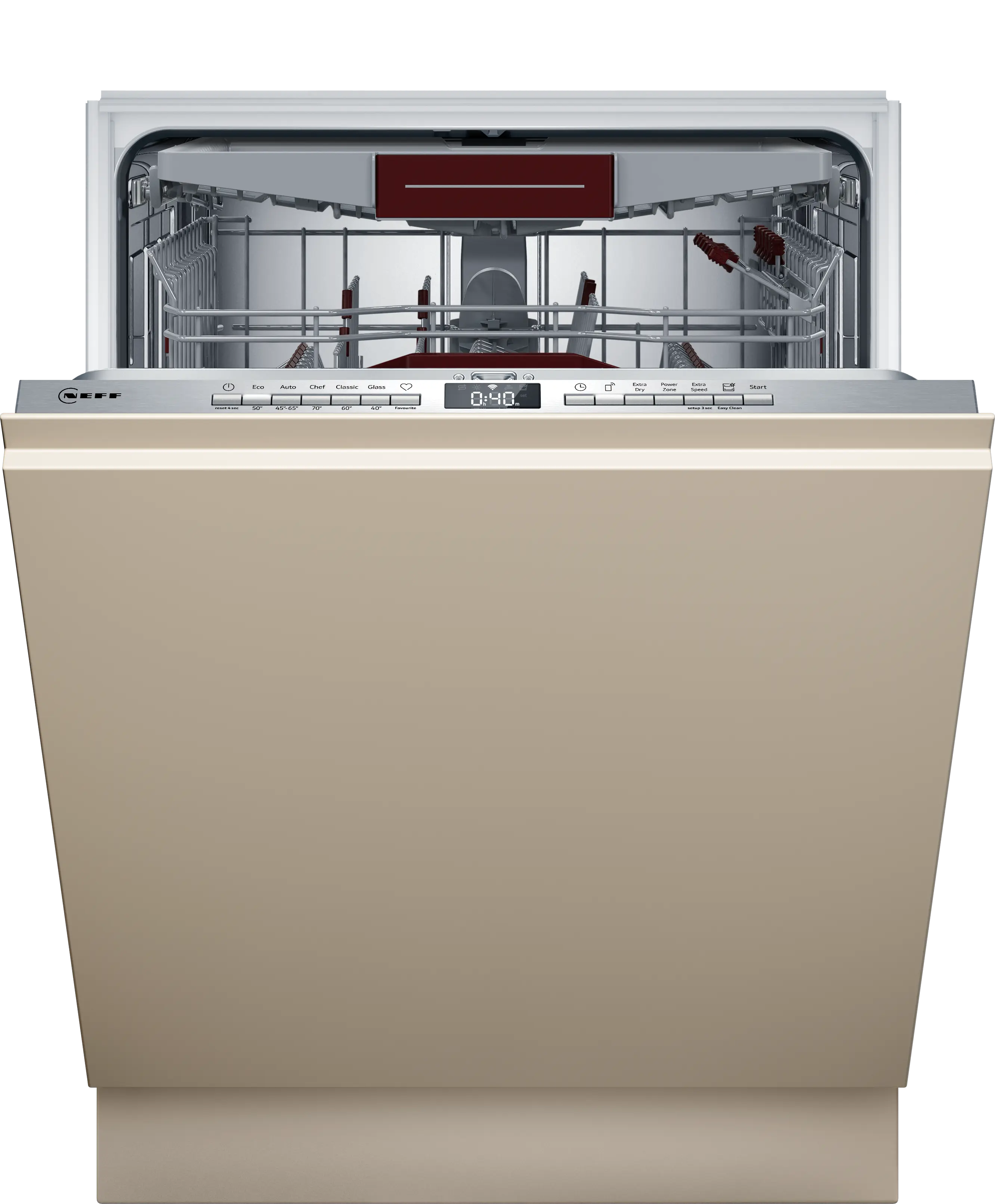 Electrocasnice - Mașină de spălat vase complet incorporabilă NEFF N50 S255ECX15E, 60 cm XXL, 14 seturi, Open Dry, Home Connect, TimeLight, 42 dB, clasa energetică A