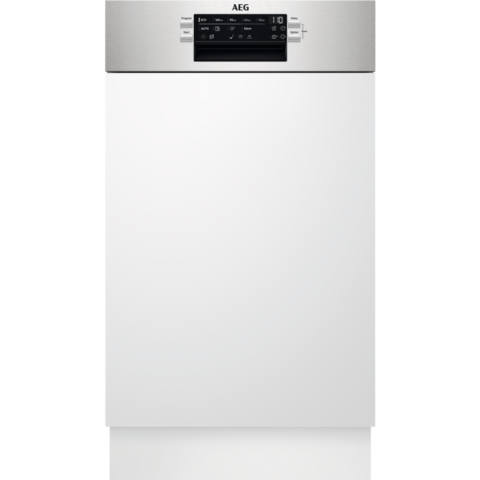 Incoporabile - Masina de spalat vase semi-incorporabila AEG FEE73517PM, 10 seturi, 9 programe,MaxiFlex, Clasa D,  SatelliteClean, QuickLift, AirDry, 45 cm