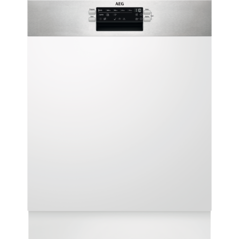 Incoporabile - Masina de spalat vase semi-incorporabila AEG FES5396XZM, 14 seturi, 8 programe, Clasa D, AirDry,Motor Inverter, MaxiFlex, Brat SatelliteClean, Start intarziat, 60 cm