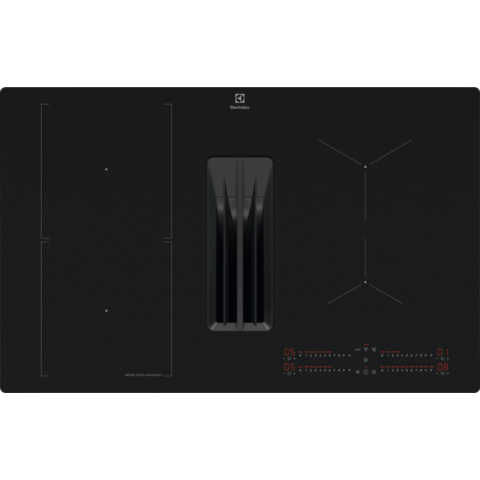 Plita cu hota integrata - Plită cu hotă integrată XT Bridge ECC83443CZ - 80 cm Negru mat