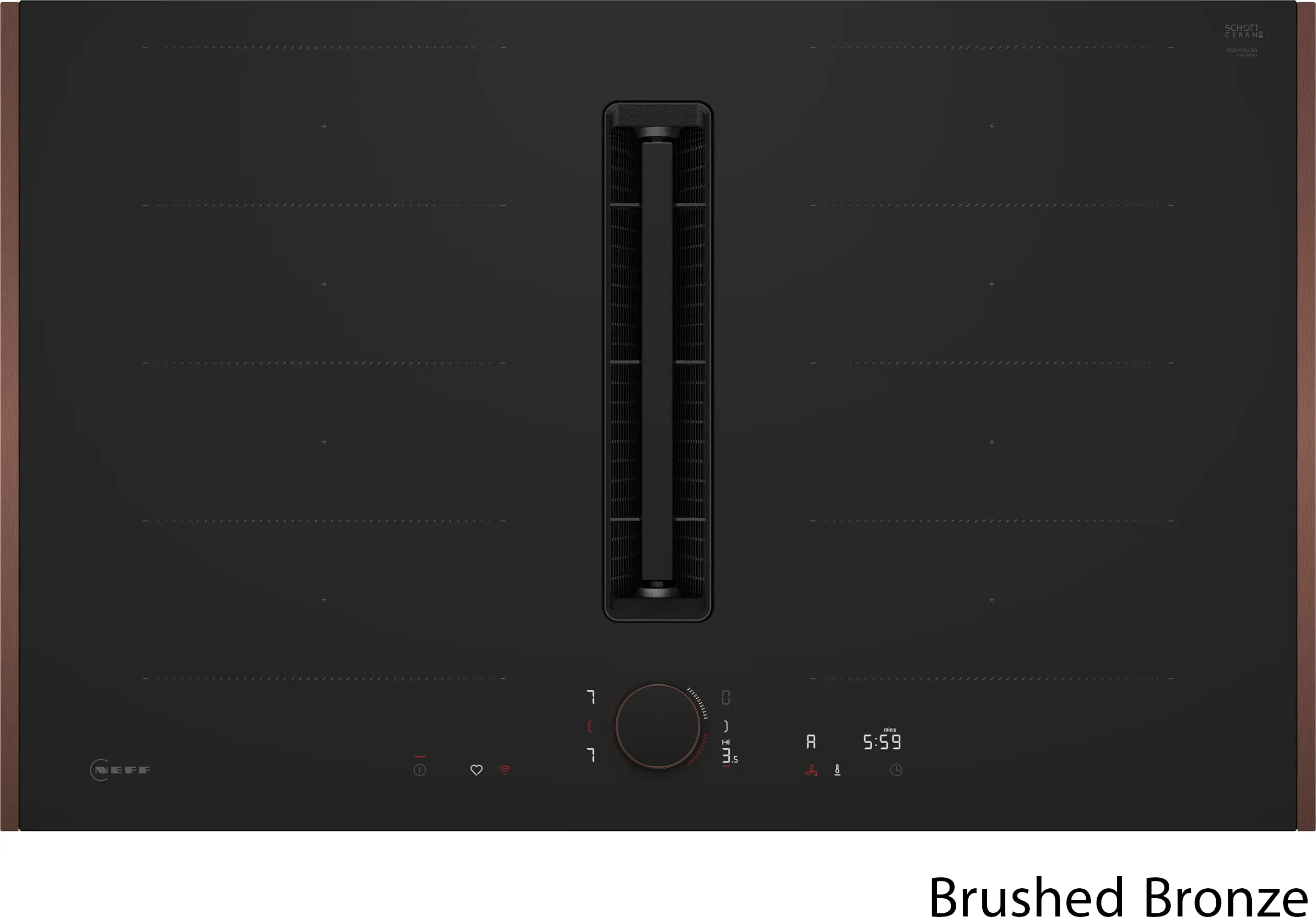 Electrocasnice - Plită cu inducție cu hotă integrată Neff V68YYX4B0, 80 cm, 4 zone gătit, 622 m³/h, Flex Induction, TwistPad Flex, Home Connect Wi-Fi, Negru mat