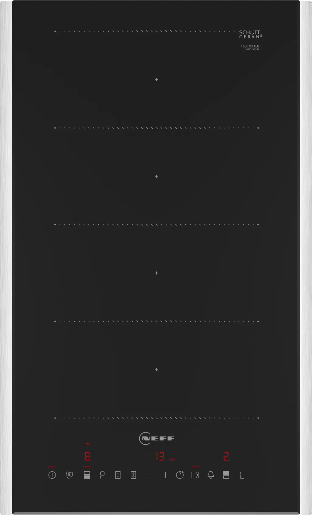 Electrocasnice - Plită cu inducție Domino NEFF N70 T63TDX1L0, 30 cm, FlexInduction, TouchControl, PowerBoost, 2 zone de gătit, Negru