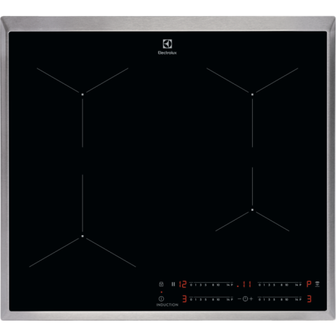 Electrocasnice - Plită cu inducție Electrolux EIT60443X, 4 zone de gătit, PowerBoost & Timer, Control Touch, Hob2Hood, Negru, 60 cm