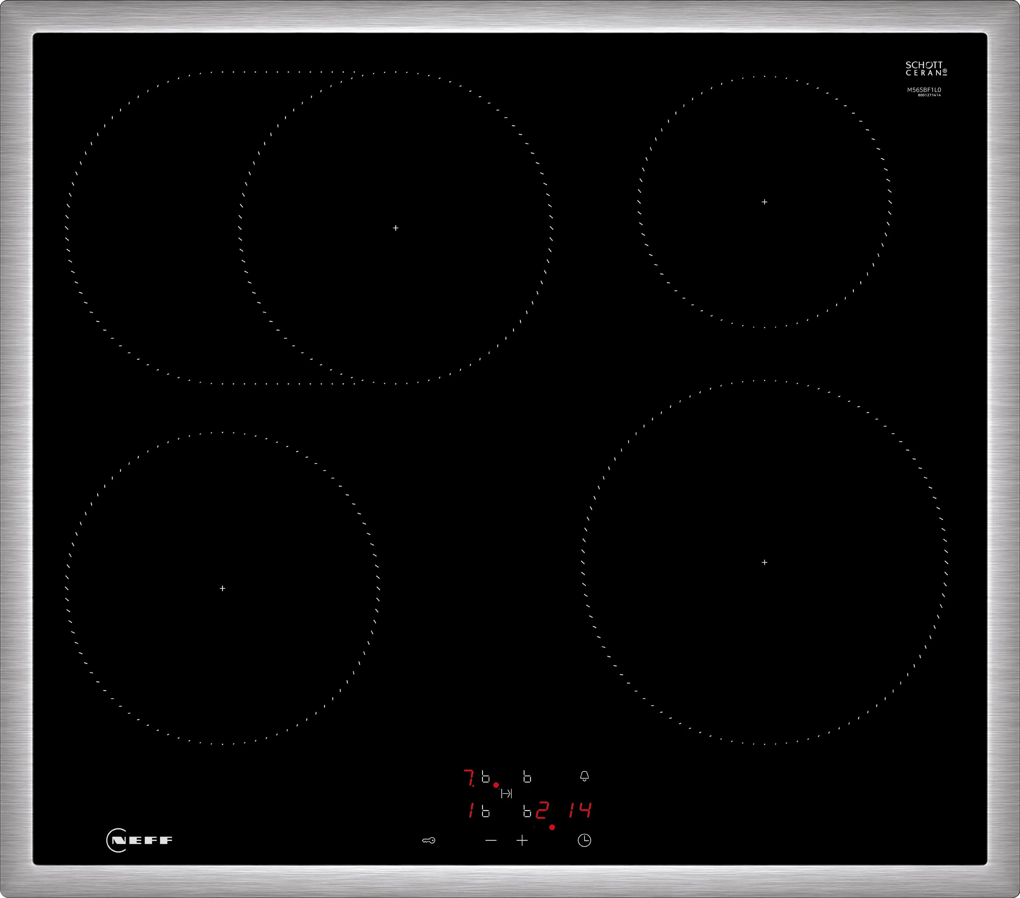 Electrocasnice - Plită cu inducție NEFF N50 M56SBF1L0, 60 cm, 4 zone, PowerBoost, Roasting Zone, control prin cuptor, sticlă ceramică neagră